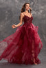 Load image into Gallery viewer, Sparkly Burgundy A Line Ruffle Tiered Long Prom Dress with Sequins