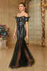 Load image into Gallery viewer, Black Bodycon Off the Shoulder Long Prom Dress