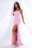 Load image into Gallery viewer, Pink Mermaid Strapless Ruffles Long Prom Dress with Slit