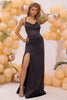 Load image into Gallery viewer, Black Mermaid Lace-up Back Long Prom Dress with Slit