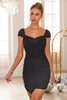 Load image into Gallery viewer, Black V Neck Tight Beaded Short Cocktail Dress