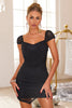 Load image into Gallery viewer, Black V Neck Tight Beaded Short Cocktail Dress