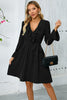 Load image into Gallery viewer, Black Ruffle Bell Long Sleeves A Line Short Party Dress with Belt