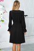 Load image into Gallery viewer, Black Ruffle Bell Long Sleeves A Line Short Party Dress with Belt