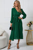 Load image into Gallery viewer, Black A-Line Wrap Long Sleeves Long Party Dress