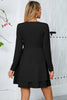 Load image into Gallery viewer, Black A Line Long Sleeves V Neck Buttons Short Party Dress