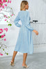 Load image into Gallery viewer, Sparkly Sky Blue A Line Sequins Long Sleeves V Neck Long Party Dress