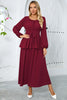 Load image into Gallery viewer, Dusty Rose A Line Chiffon Party Dress with Long Sleeves