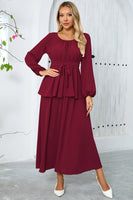 Load image into Gallery viewer, Dusty Rose A Line Chiffon Party Dress with Long Sleeves