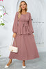 Load image into Gallery viewer, Dusty Rose A Line Chiffon Party Dress with Long Sleeves