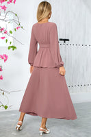 Load image into Gallery viewer, Dusty Rose A Line Chiffon Party Dress with Long Sleeves