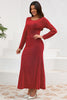 Load image into Gallery viewer, Red Mermaid Scoop Neck Long Party Dress with Long Sleeves