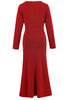 Load image into Gallery viewer, Red Mermaid Scoop Neck Long Party Dress with Long Sleeves