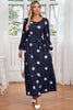 Load image into Gallery viewer, Navy Scoop Neck Polka Dots Long Cocktail Dress with Sash