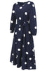 Load image into Gallery viewer, Navy Scoop Neck Polka Dots Long Cocktail Dress with Sash