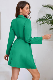 Green A Line Pleated Short Cocktail Dress with Bow