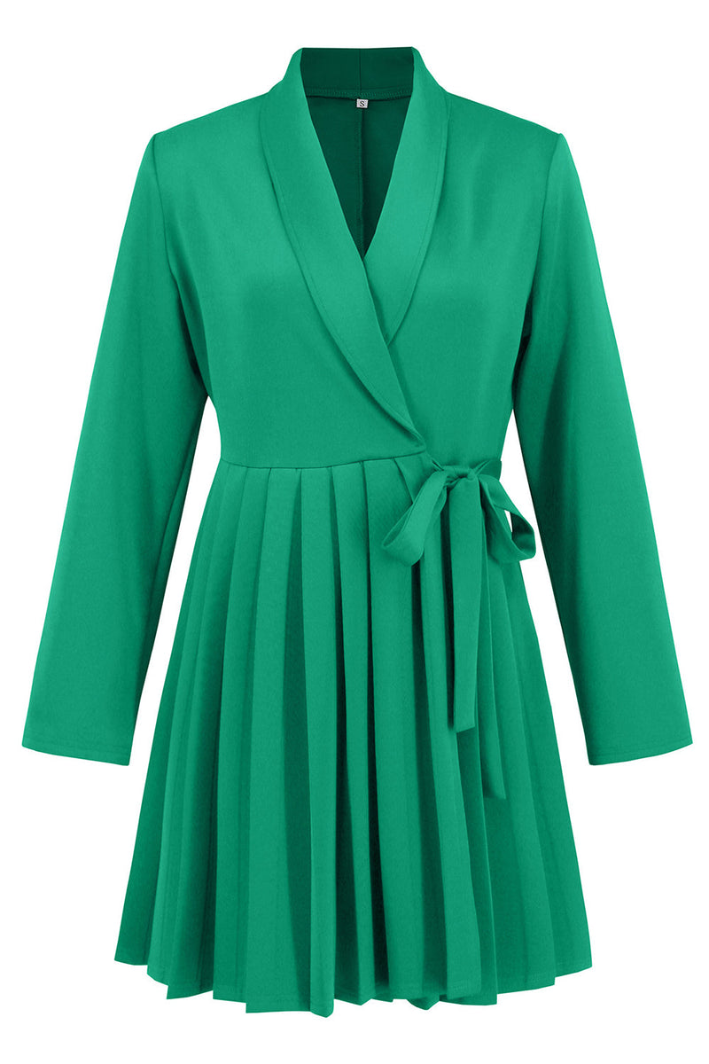 Load image into Gallery viewer, Green A Line Pleated Short Cocktail Dress with Bow