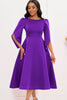 Load image into Gallery viewer, Fashion Elegant Royal Blue A Line Solid Swing Party Dress with Half Sleeves