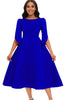 Load image into Gallery viewer, Fashion Elegant Royal Blue A Line Solid Swing Party Dress with Half Sleeves