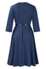 Load image into Gallery viewer, Grey Blue A Line Lapel Long Sleeves Party Dress