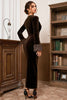 Load image into Gallery viewer, Coffee Mermaid V Neck Long Sleeves Prom Dress