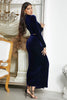 Load image into Gallery viewer, Dark Blue Mermaid Halter Neck Prom Dress with Slit