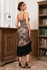 Load image into Gallery viewer, Black Print Ruffled Corset Tea Length Prom Dress with Slit