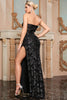 Load image into Gallery viewer, Black Mesh Patchwork Strapless Long Prom Dress