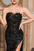 Load image into Gallery viewer, Black Mesh Patchwork Strapless Long Prom Dress