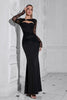 Load image into Gallery viewer, Stylish Black Tulle Sleeves Mermaid Hollow Out Prom Dress