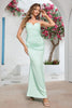 Load image into Gallery viewer, Mint Mermaid Spaghetti Straps Ruched Long Prom Dress