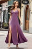 Load image into Gallery viewer, Purple Bodycon Spaghetti Straps Long Prom Dress with Split