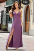 Load image into Gallery viewer, Purple Bodycon Spaghetti Straps Long Prom Dress with Split