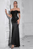 Load image into Gallery viewer, Black Mermaid Off the Shoulder Ruched Corset Long Prom Dress