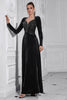 Load image into Gallery viewer, Sparkly A Line Velvet Long Prom Dress with Long Sleeves