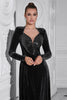 Load image into Gallery viewer, Sparkly A Line Velvet Long Prom Dress with Long Sleeves