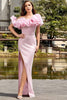 Load image into Gallery viewer, Light Pink Mermaid Ruffles Long Prom Dress with Slit