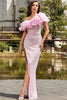 Load image into Gallery viewer, Light Pink Mermaid Ruffles Long Prom Dress with Slit