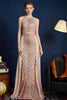 Load image into Gallery viewer, Golden Glitter A Line Spaghetti Straps Beaded Long Prom Dress