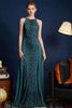 Load image into Gallery viewer, Golden Glitter A Line Spaghetti Straps Beaded Long Prom Dress