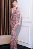 Load image into Gallery viewer, Sparkly Pink Floral Mermaid V Neck Long Prom Dress