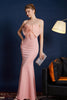 Load image into Gallery viewer, Pink Mermaid Strapless Long Prom Dress with Bow