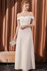 Load image into Gallery viewer, White Off The Shoulder Satin Long Prom Dress