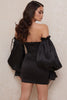 Load image into Gallery viewer, Black Off The Shoulder Bodycon Short Graduation Dress