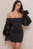 Load image into Gallery viewer, Black Off The Shoulder Bodycon Short Graduation Dress