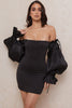 Load image into Gallery viewer, Black Off The Shoulder Bodycon Short Graduation Dress