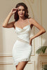 Load image into Gallery viewer, White Spaghetti Straps Tight Asymmetrical Short Graduation Dress