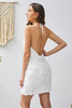 Load image into Gallery viewer, White Halter Bodycon Short Graduation Dress with Lace