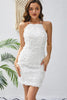 Load image into Gallery viewer, White Halter Bodycon Short Graduation Dress with Lace