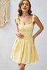 Load image into Gallery viewer, A Line Yellow Square Neck Short Graduation Dress